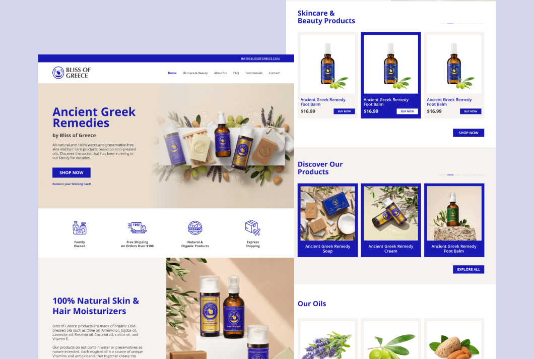 Bliss of Greece Ecommerce UI