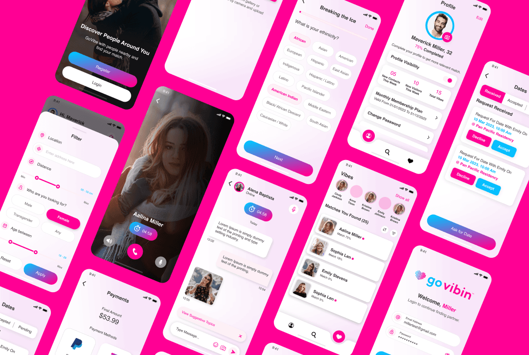 Go Vibin Mobile app UI